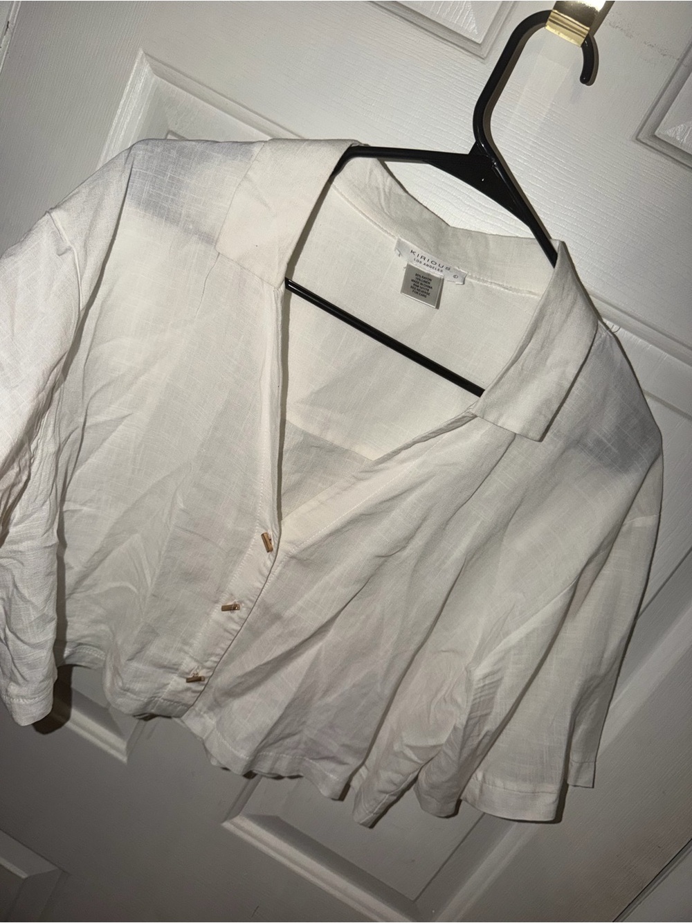 Relaxed White Button-Front Short Sleeve Shirt